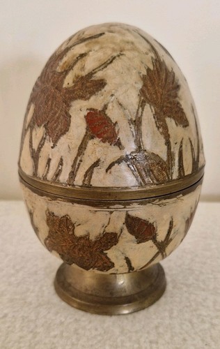 Enamelled brass egg - brass,
