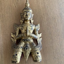 Vintage Thai Buddha Wooden Hand Carved  Statue temple guard  