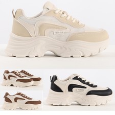 Ladies & Girls Wedge Platform Trainers Size 2 to 8 UK - WOMENS FASHION SHOES