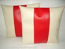 2 Cream & Red Stripe Faux