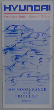 HYUNDAI PRICE LIST & SPECIFICATION Brochure 1989: PONY, STELLAR, SONATA, PICK-UP