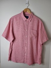 Marks & Spencer Poppy Red Cheese Cloth Linen Short Sleeve Shirt XL Extra Large
