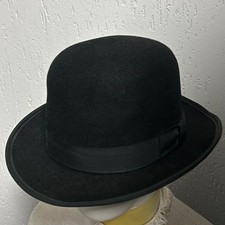 Men’s Edwardian Style 1950s Black Bowler Hat Vintage US New York 60 cm 7 1/2 UK