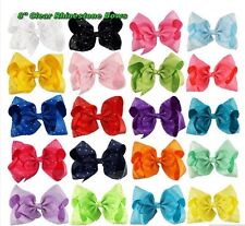 8 Inch Large Clear crystal diamante Rhinestone Grosgrain Ribbon Bow Hair Clip Gi