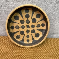 Mid Century Painted Clay Pottery Bowl - 15cm Diameter