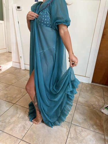 Vtg 60s jenelle teal sheer - 60s,