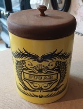 Portmeirion Jar Wooden Top Yellow Sugar Vintage Beautiful Item