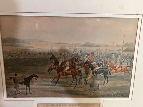 Antique aquatint hurdle - aquatint, "a