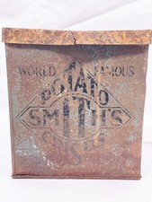 RARE ANTIQUE SMITHS POTATO CRISPS TIN ADVERTISING BOX COLLECTIBLE