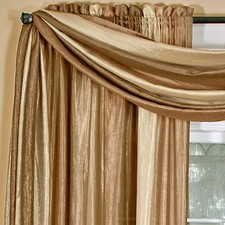 Sheer Window Scarf Valance - 50 Inch Width x 144 Inch Length (Sandstone) - Ligh