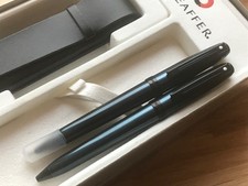 BNIB SHEAFFER PRELUDE(380)BALLPOINT+MECHANICAL PENCIL SET,PETROL BLUE/BLACK TRIM