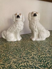 Antique, Pair of Victorian, Staffordshire Dogs, Flatback Spaniels