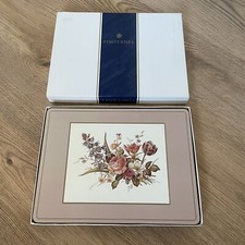 Pimpernel Floral Place Mats x 6 Bouquet Pink Multi Table Wear Retro Home Boxed