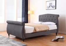 Grey Linen 5' King Size Sleigh