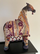 Vintage Indian Textile Embroidered Horse Artwork Ornament