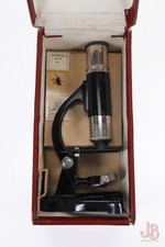 Vintage 1940's Student microscope, card box - Eclipse England - working