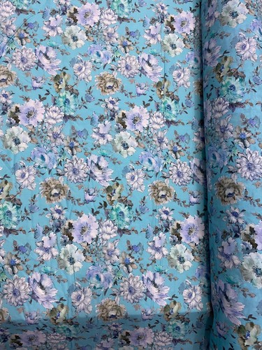 Blue floral cotton - blue, fabric