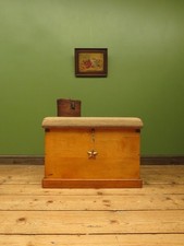 Nautical Blanket Box Storage Chest with Hessian Cushioned Top