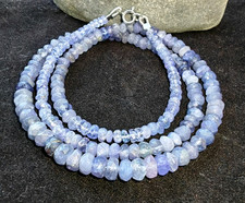 Tanzanite faceted rondelle gemstone bead 925 sterling silver necklace