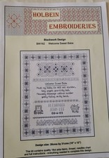 WELCOME SWEET BABE Blackwork Embroidery Kit for Birth Sampler