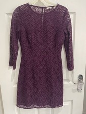 Brand New Ladies Size 8 Burgundy Lace Look Long Sleeve Dress By Jack Wills