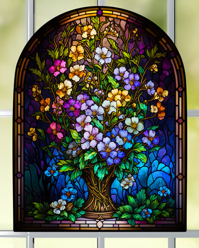 Primroses faux stained glass - faux, stained-glass