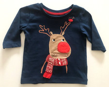Baby Boy 3-6 Months NEXT Christmas Clothes Long Sleeved Top Blue Reindeer NEW
