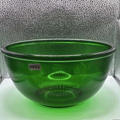 Unmarked green glass round - unmarked,