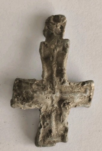 Ancient byzantine lead cross - byzantine,