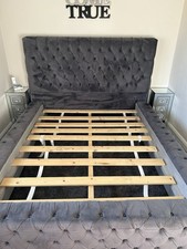 King Size 5ft Upholstered Bed Frame with Headboard and Velvet Fabric