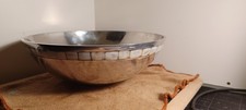 Stainless steel Metal 25 cm Fruit Bowl with Mother of Pearl Inlay Accents 