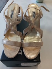 Dune gold heeled occasion wear sandals