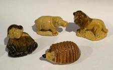 WADE 1970s Whimsies x 4 ~ LION, CHIMPANZEE, HIPPO & HEDGEHOG Sets Four & Five