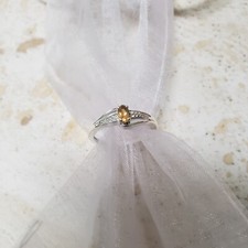 Mexican Fire Opal Sterling Silver Solitaire Ring, size P/Q, 8.