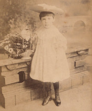 Victorian Cabinet Card Photo Boy Girls Dress Unusual Fashion Hat Hellis London