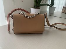 Zara tan brown patent leather bag with chain 