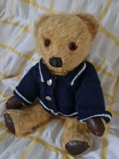 Antique Vintage  gorgeous Old leather glass eyed  Mohair Teddy bear seeks home 