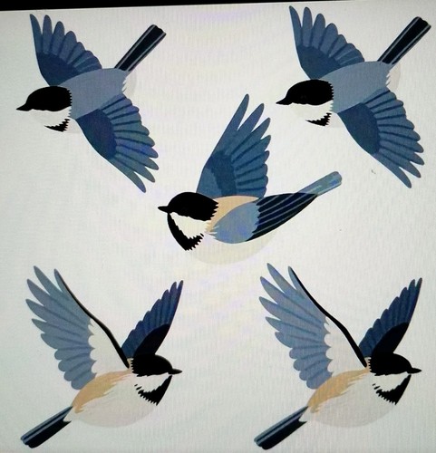 Flying blue birds rustic - blue, 2d