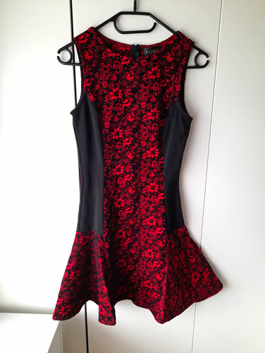 Club red black floral lace - red,