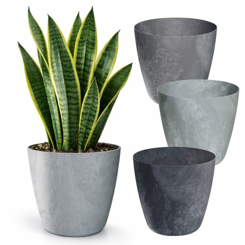 Concrete effect flower pot - concrete,