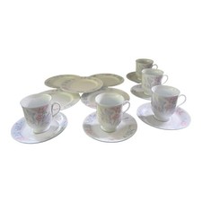 5 x Prestige by Excel Tea Cup Saucer Plate Trio Set Pretty Purple Pink Floral