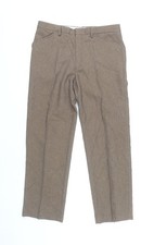 Farah Men's Brown Pleated Straight Leg Business Trousers 32W 29L