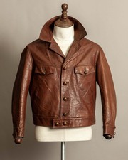 1940s Vintage Italian Horsehide Leather Blouson Utility Jacket - Small (40)