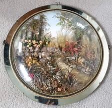 Vintage  mirror dioramar Convex Dried Flower Wall Hanging mirror country theme