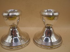 Birmingham 1987 Sterling Silver Pair Of Capstan Candlesticks By Broadway & Co #2