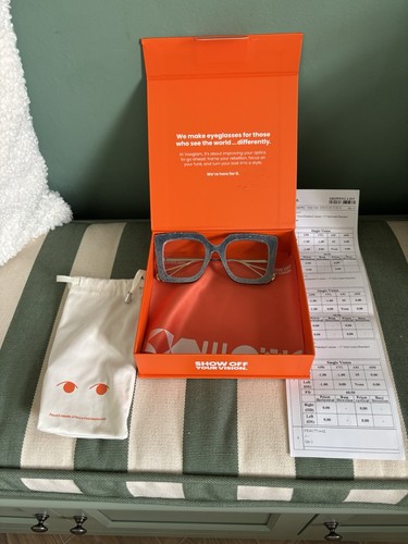 Large square glasses denim - large,