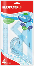 Kores - Geometry Set in Assorted Colours - GEO30 Protractor, Triangle and Ruler 