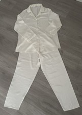 Vintage 1990s St Michael M&S Marks Spencer Cream Satin Nightwear Pyjamas 10 - 12