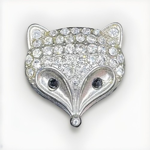 Rhinestone fox brooch clear - rhinestone,