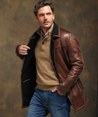 Shearling coat men real - shearling,